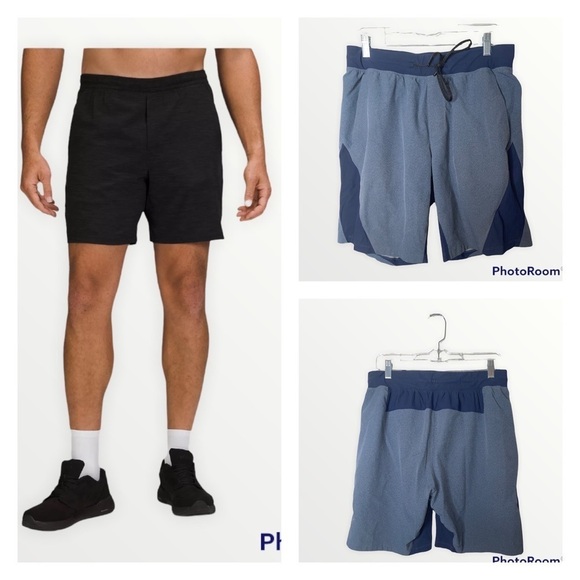 LULULEMON Mens Blue Color Block Pace Breaker Lined Short Size Large Athletic - Picture 1 of 8